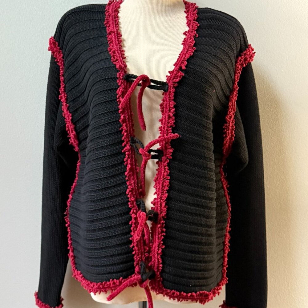 LNI Women's Large Black Red Sweater Vintage (1994)